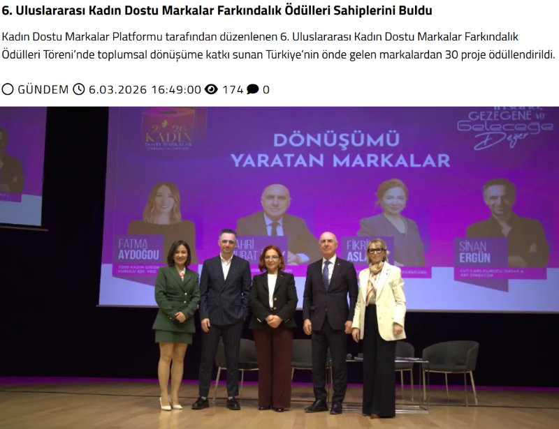 6. Uluslararası Kadın Dostu Markalar Farkındalık Ödülleri Sahiplerini Buldu / erzurumpolitik.com