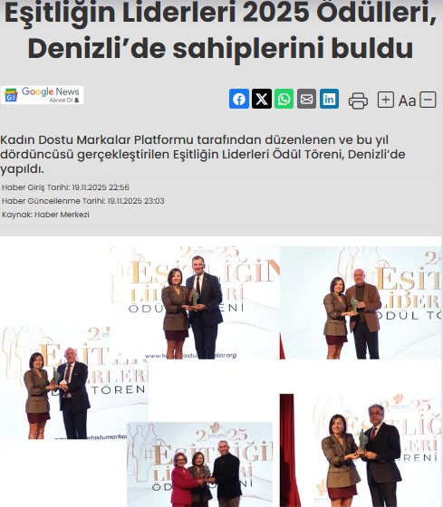 Eşitliğin Liderleri 2025 Ödülleri, Denizli’de Sahiplerini Buldu / Dijital Haber