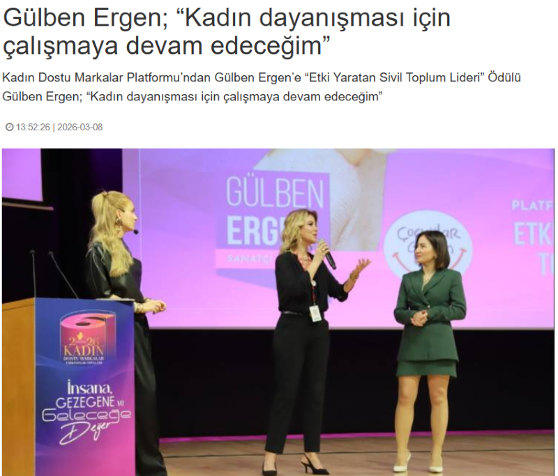Gülben Ergen; “Kadın dayanışması için çalışmaya devam edeceğim” / Ekonomik Nokta Gazetesi