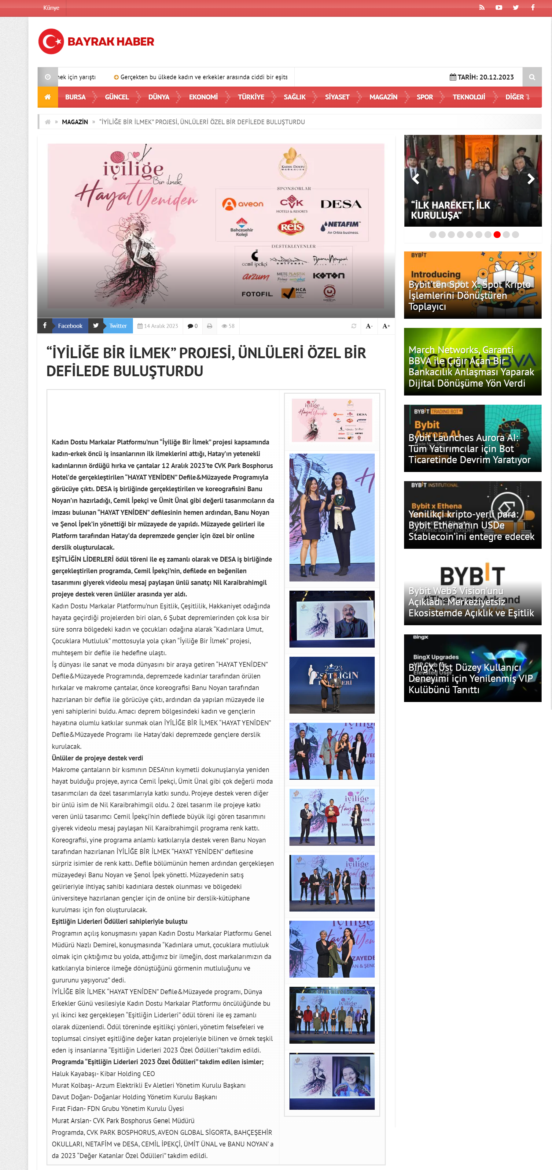 İYİLİĞE BİR İLMEK PROJESİ ÜNLÜLERİ ÖZEL BİR DEFİLEDE BULUŞTURDU / BAYRAK HABER