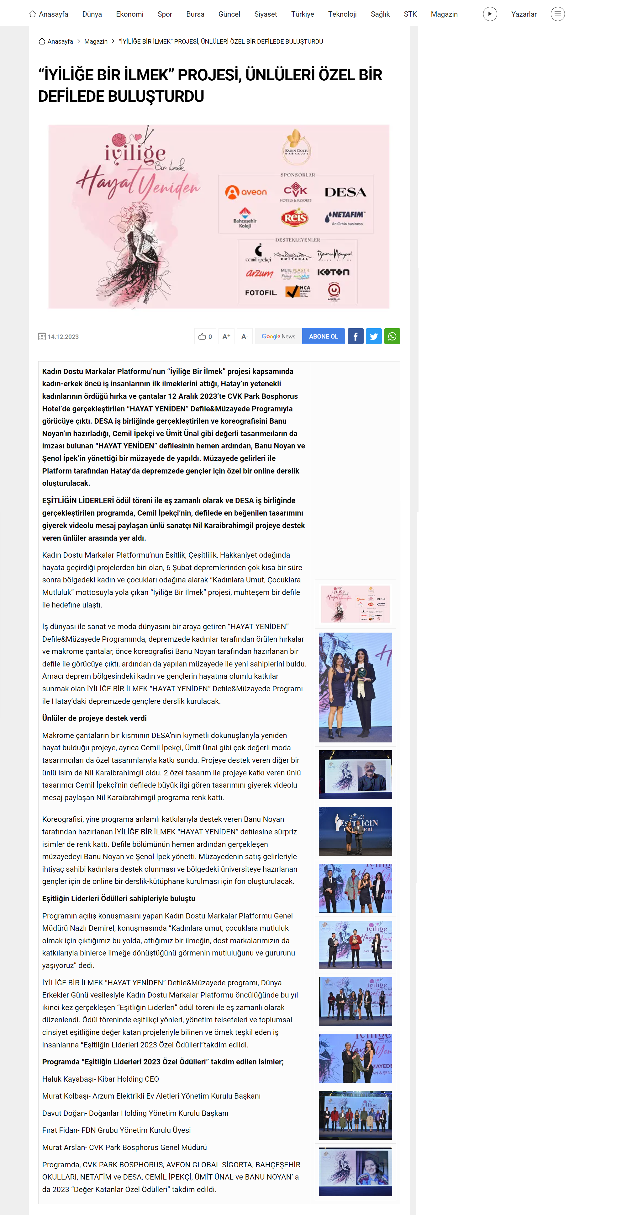 'İYİLİĞE BİR İLMEK' PROJESİ, ÜNLÜLERİ ÖZEL BİR DEFİLEDE BULUŞTURDU / BURSAANT