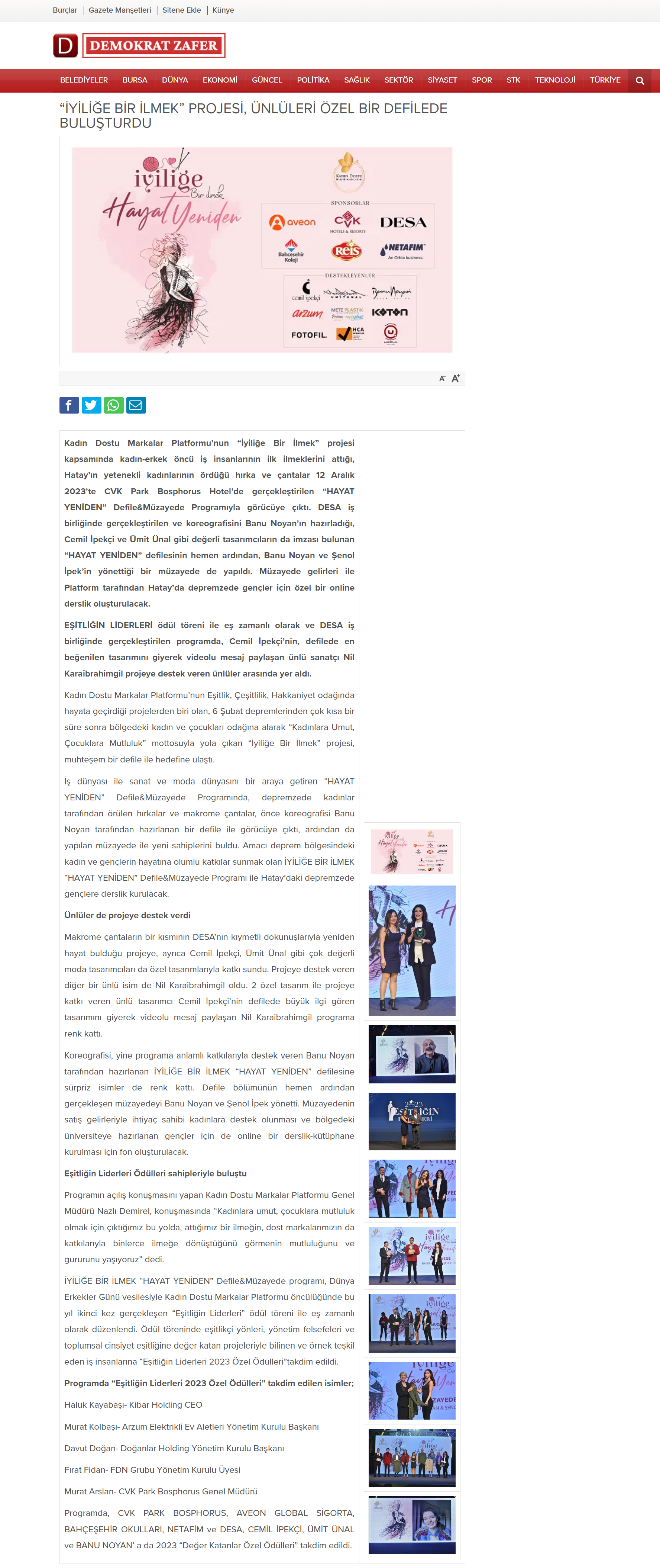 İYİLİĞE BİR İLMEK PROJESİ ÜNLÜLERİ ÖZEL BİR DEFİLEDE BULUŞTURDU / DEMOKRAT ZAFER