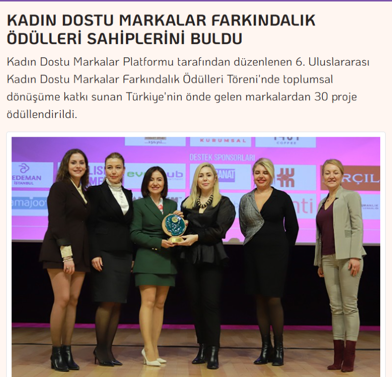 KADIN DOSTU MARKALAR FARKINDALIK ÖDÜLLERİ SAHİPLERİNİ BULDU / Analiz Gazetesi