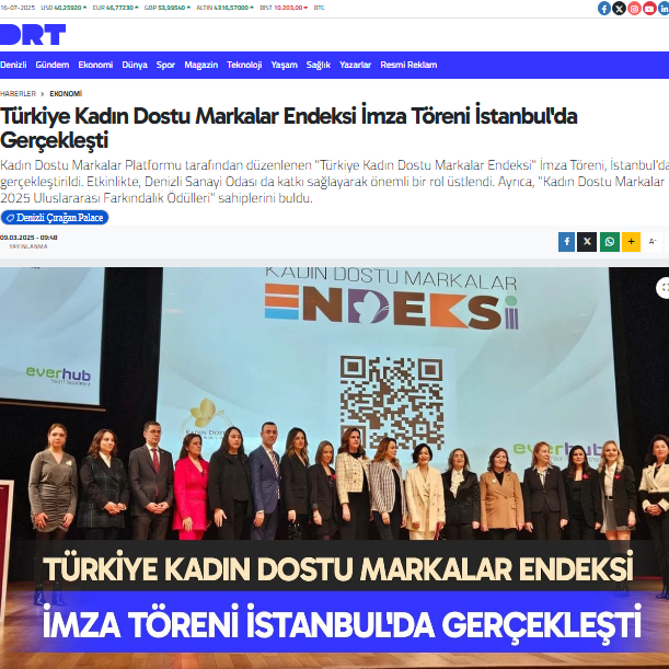TÜRKİYE KADIN DOSTU MARKALAR ENDEKSİ İMZA TÖRENİ İSTANBULDA GERÇEKLEŞTİ / DRTTV.COM